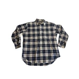 Vintage Brooks Brothers Button Up Size L Blue Plaid Cotton